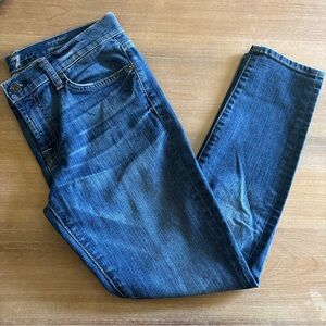 7 for All Mankind Cropped Gwenevere Skinny Jeans, Medium Wash, Size 28